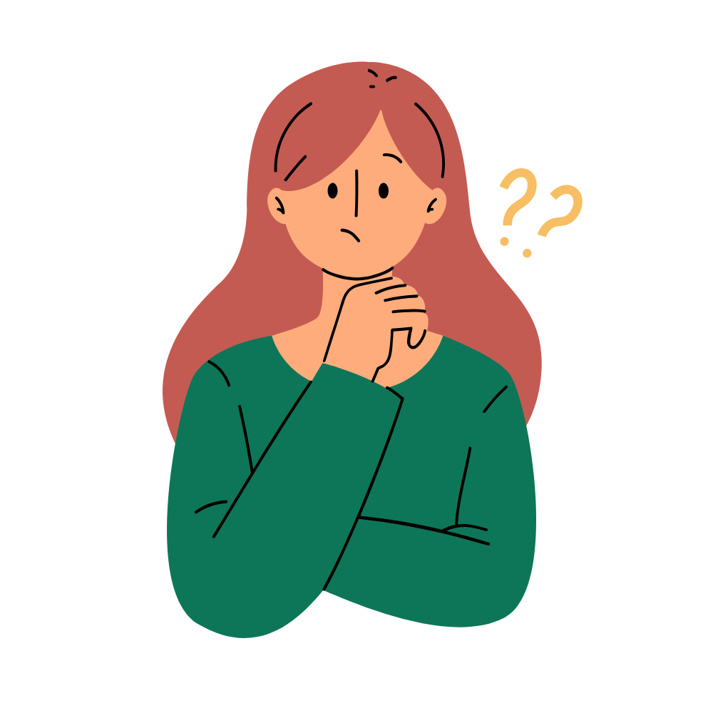 Cartoon Girl with Question Marks